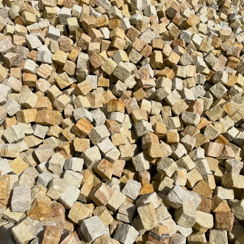 Pískovec dlažební kostka mozaika 4/6 - béžové/pískové