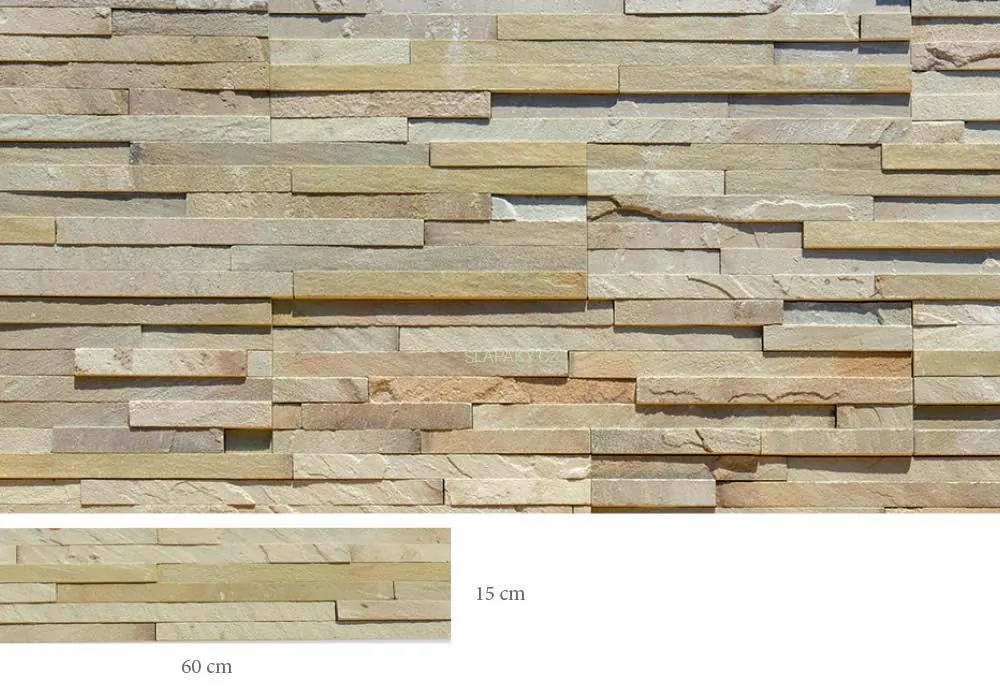 Přírodní štípaný obklad PÍSKOVEC - panel 60 x 15 cm