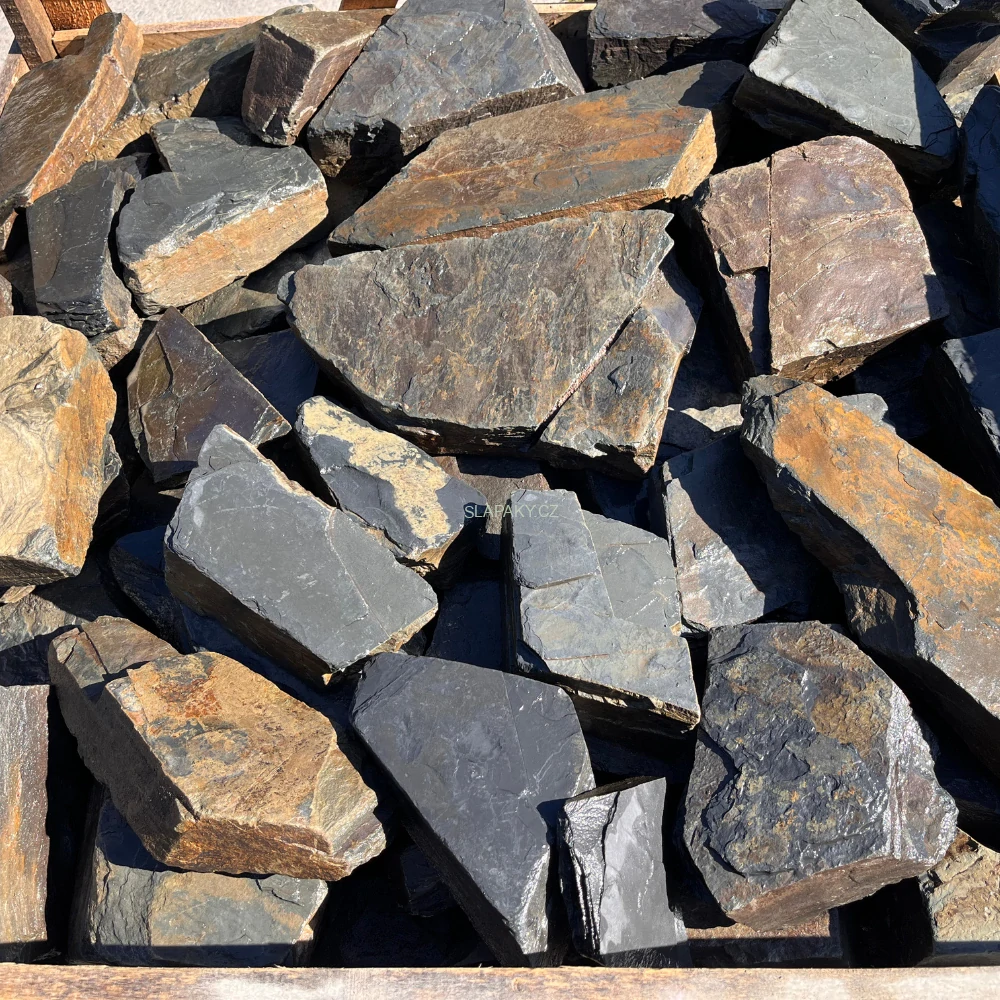 Solitéry břidlice Nera Grigio - omleté