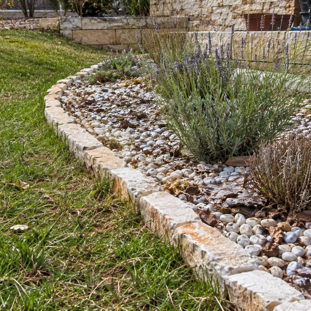 Zahradní obrubníky Marina Trani – vápenec tl. ca 3-4 cm, výška 100 mm
