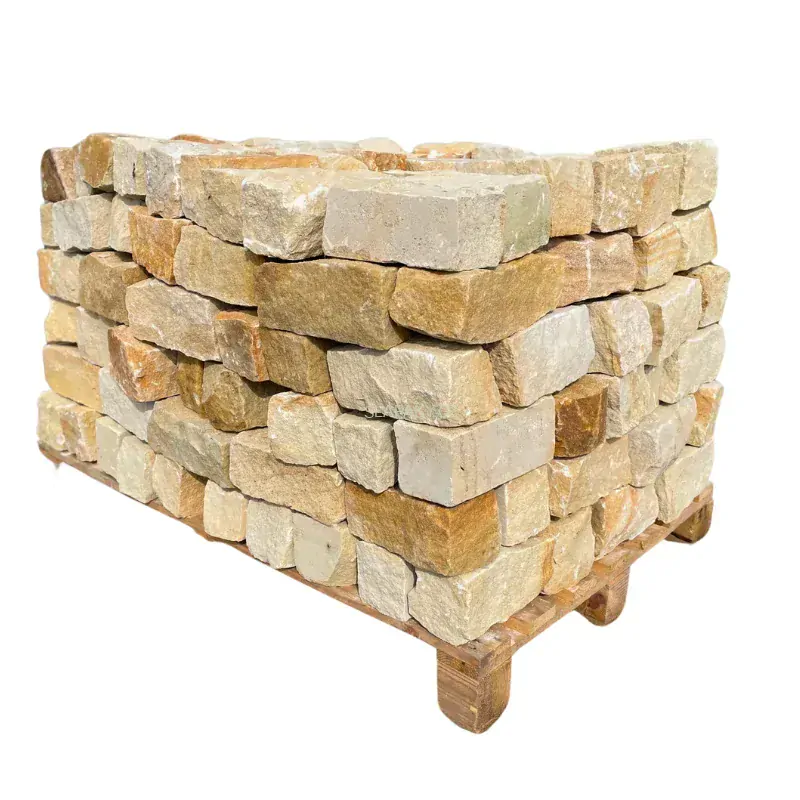 Přírodní štípaný pískovec DORA - zdící bloky,rozměr 8-15 x 10-15 x 15-35 cm