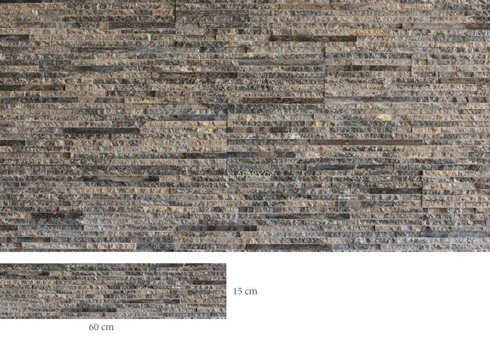 Přírodní štípaný obklad MATRIX Brown - panel 60 x 15 cm