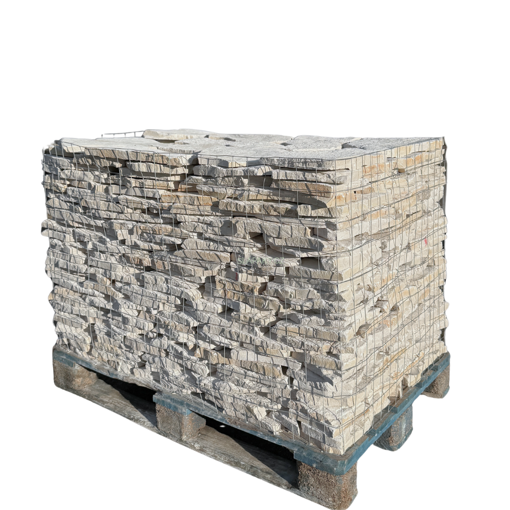 Přírodní štípaný vápenec Marina Trani Bianco, nepravidelné tvary tl. 20-30 mm - povrch NATURAL